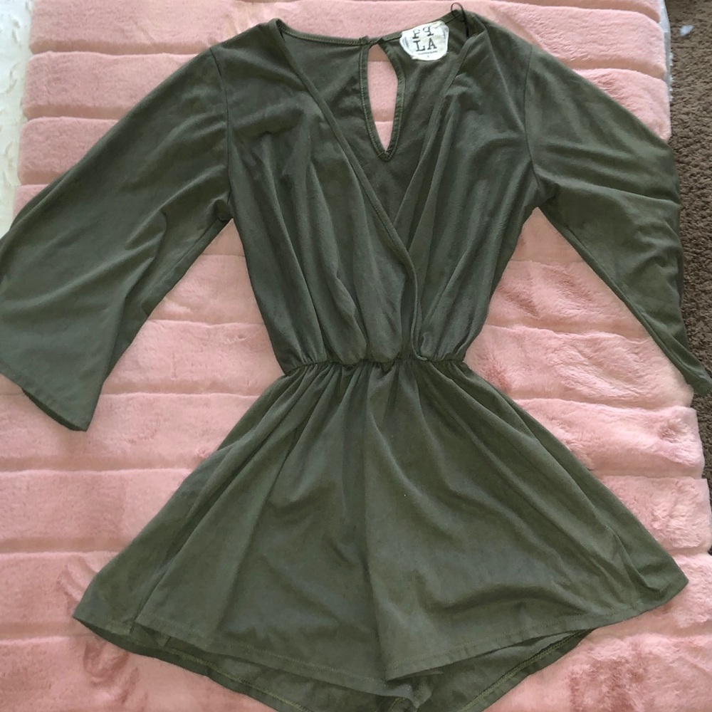 Suede Green Romper
